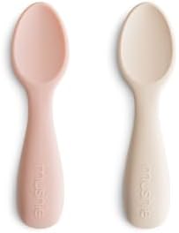 Mushie Toddler Silicone Spoons - 2-Pack BlushSunset