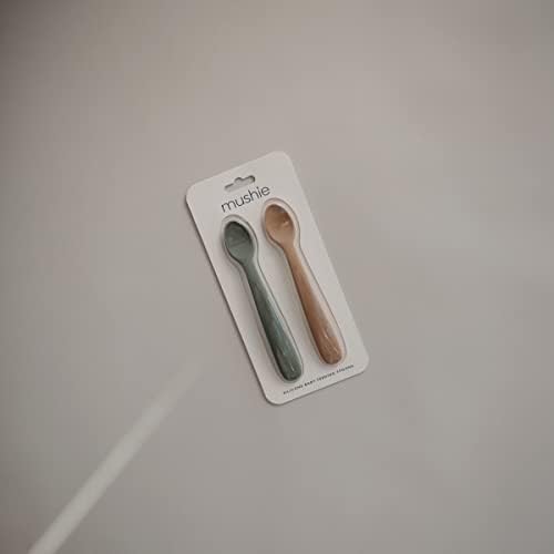 Mushie Silicone Feeding Spoons 2-Pack Dried ThymeNatural