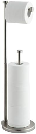 Sturdy Free-Standing Toilet Paper Holder Stand with Reserve Jumbo Roll Capacity
