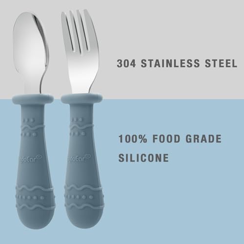 PandaEar Toddler Utensils Set 6 Piece 188 Stainless Steel Food Grade Silicone