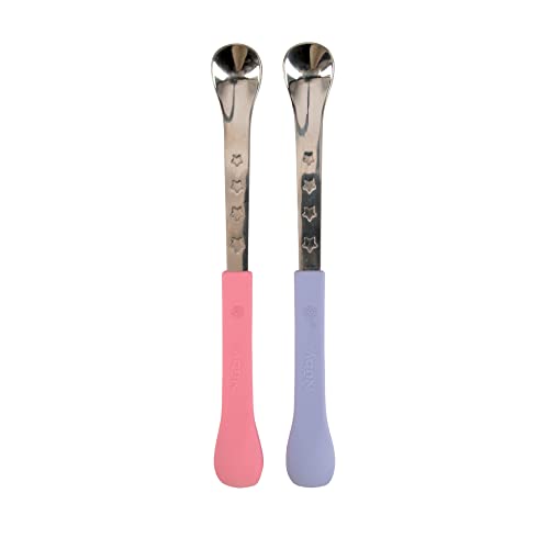Nuby 2-in-1 Silicone Steel Feeding Spoons for Babies