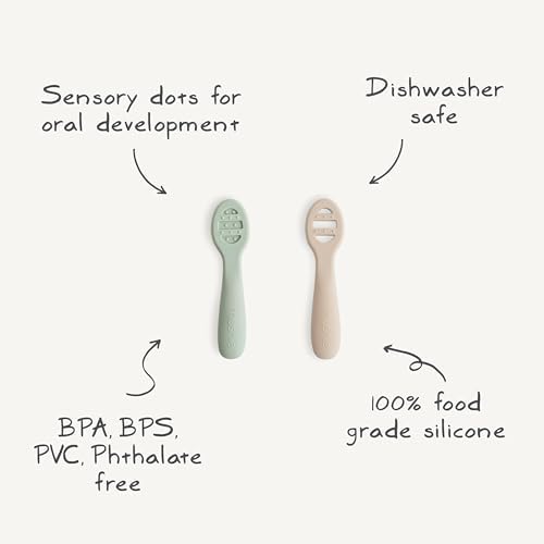 Mushie Silicone First Feeding Baby Spoons Cambridge BlueShifting Sand