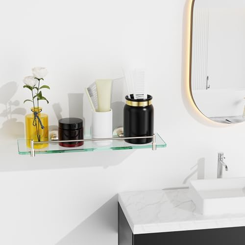 Sturdy Floating Glass Bathroom Shelves
