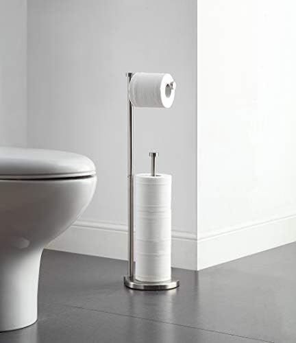 Sturdy Free-Standing Toilet Paper Holder Stand with Reserve Jumbo Roll Capacity
