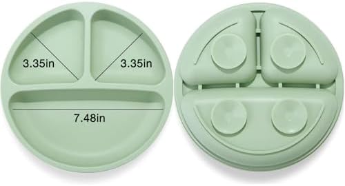 PandaEar 2-Piece Silicone Baby Feeding Set with Divided Pans and Safe Spoons