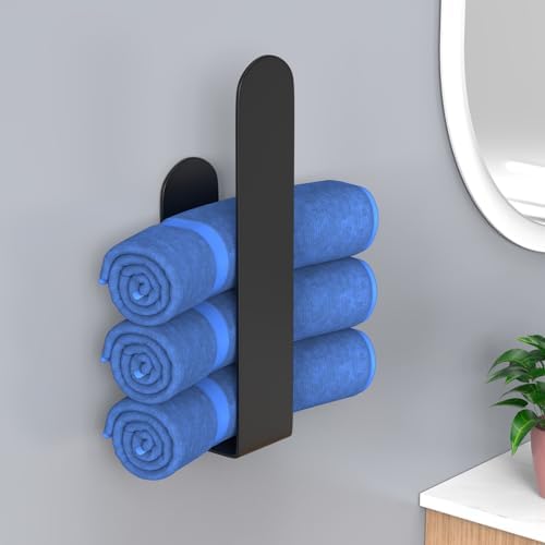 Stain-Resistant Self-Adhesive Towel Holder Black