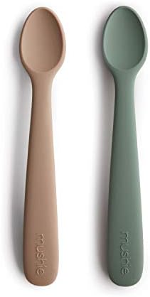 Mushie Silicone Feeding Spoons 2-Pack Dried ThymeNatural