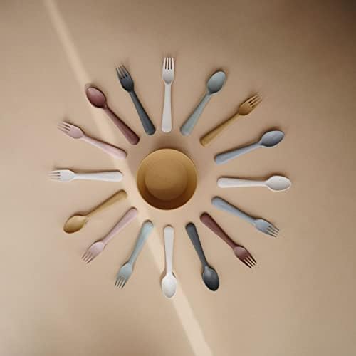 Mushie Flatware Fork and Spoon Set for Kids Blush