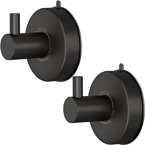 DGYB Suction Cup Towel Hook Set Stainless Steel Matte Black 15LB Load Capacity
