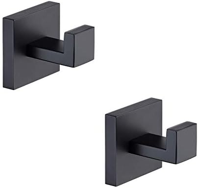 TASTOS 2-Pack Stainless Steel Wall Mounted Bath Towel Hook Matte Black