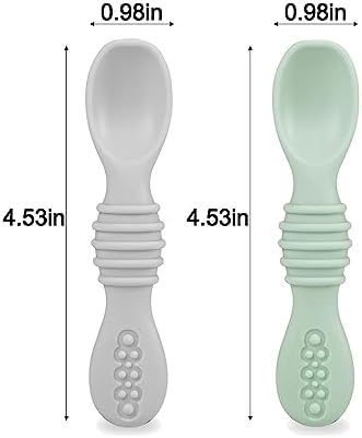 PandaEar 2-Piece Silicone Baby Feeding Set with Divided Pans and Safe Spoons