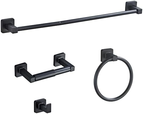 Adjustable Matte Black Bathroom Hardware Set 4 Pieces