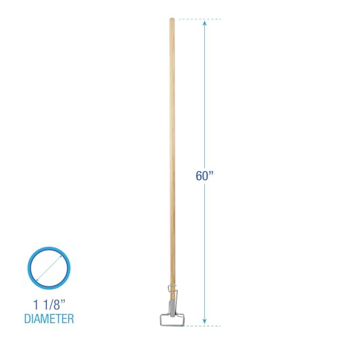 Boardwalk Spring Grip Mop Handle 60-inch Natural Wood Ergonomic Mop Grip
