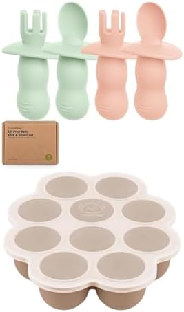 KeaBabies 4-Pack Silicone Feeding Set Freezer Tray with Clip Lid