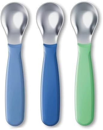 NUK Kiddy Cutlery Spoons 3 Pack 18 Months Blue Green