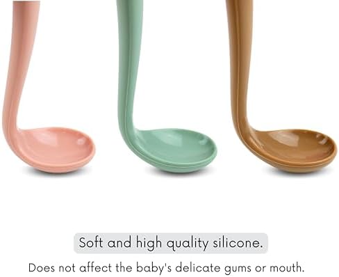Safe Silicone Baby Feeding Spoons BPA-Free for Self-Feeding and Gums