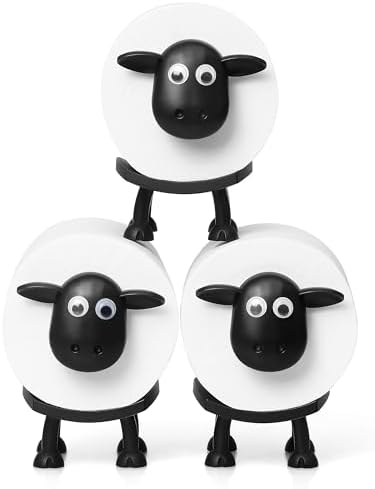 VELENTI Sheep Toilet Roll Holder Funny Bathroom Set Black Hilarious Storage