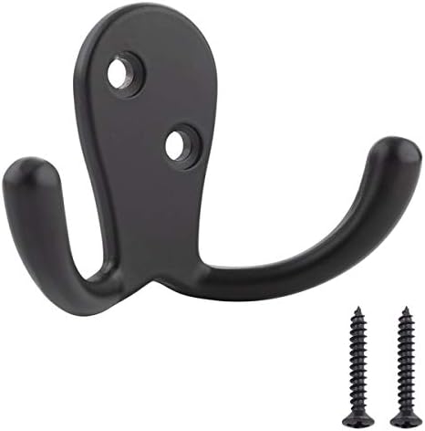 Curved Zinc Robe Hook Set Flat Black - 5-Pack