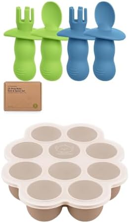 KeaBabies 4-Pack Silicone Baby Utensils Set with Lunchbox Freezer Tray