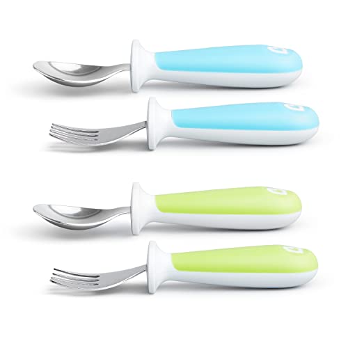 Munchkin Raise Toddler Fork Spoon Set 4 Pack BlueGreen