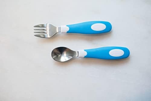 Dr Browns Soft-Grip Feeding Set Blue White Toddlers Independence Made Fun