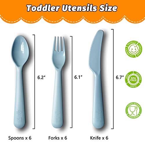 18Pcs Plastic Toddler Utensils Set BPA Free