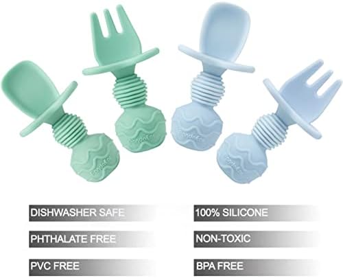 PandaEar 4-Piece Baby Spoons and Forks Self-Feeding Set