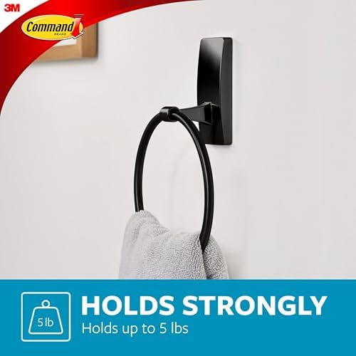 Command Hand Towel Holder for Bathroom Organization - Matte Black