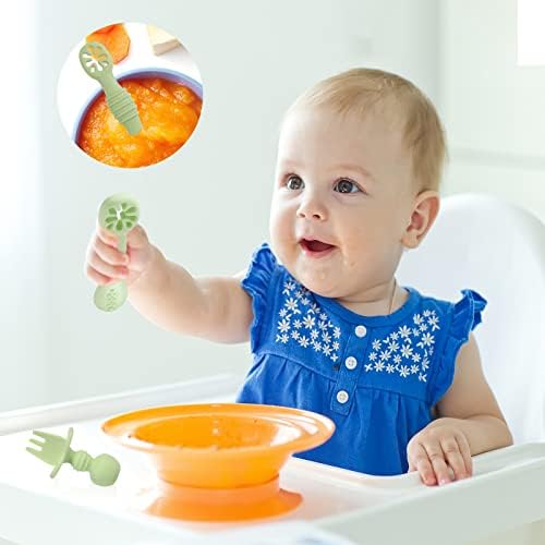 LUTER 4pcs Silicone Baby Spoons Matcha Green