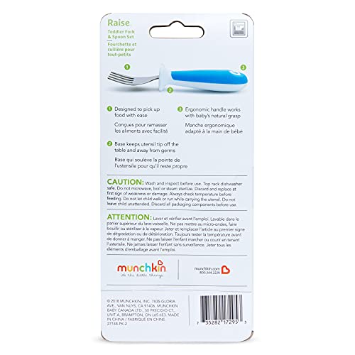Munchkin Raise Toddler Fork Spoon Set 4 Pack BlueGreen
