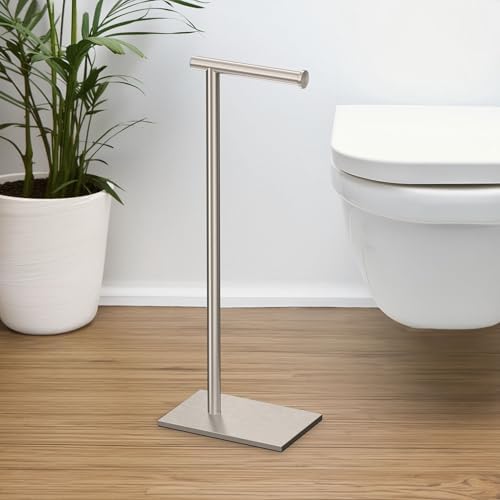 Gatco 1431SN Modern Rectangle Base Freestanding Toilet Paper Holder 2225 Satin Nickel