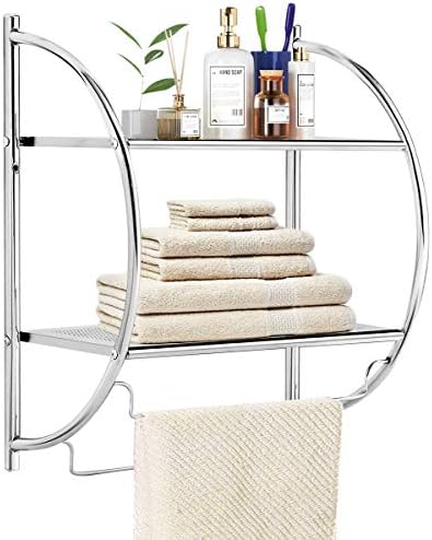 Tangkula Wall Mount 2-Tier Chrome Shelf Rustproof Modern Design