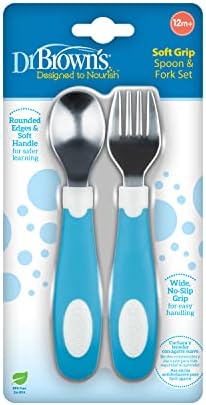 Dr Browns Soft-Grip Feeding Set Blue White Toddlers Independence Made Fun