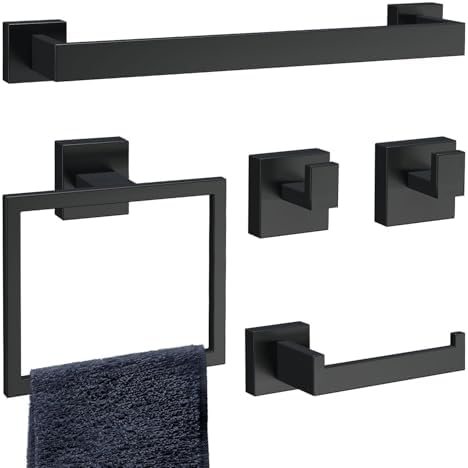 5-Piece Matte Black Bathroom Accessories Set