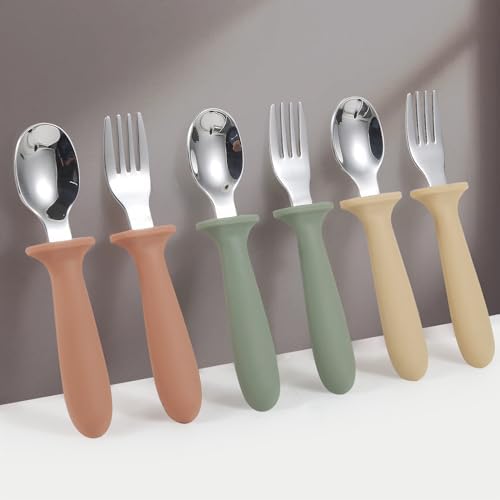 6 Pack Toddler Utensils with Silicone Handles
