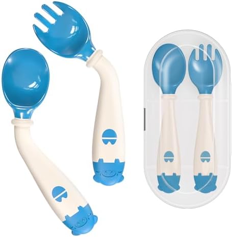 Deejoy Toddler Utensils Self-Feeding Flatware Set with Travel Case