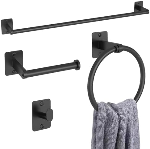 Matte Black 4-Piece Bath Hardware Set Durable Rust-Resistant