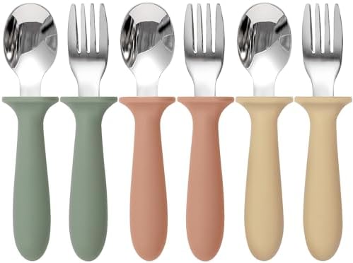 6 Pack Toddler Utensils with Silicone Handles