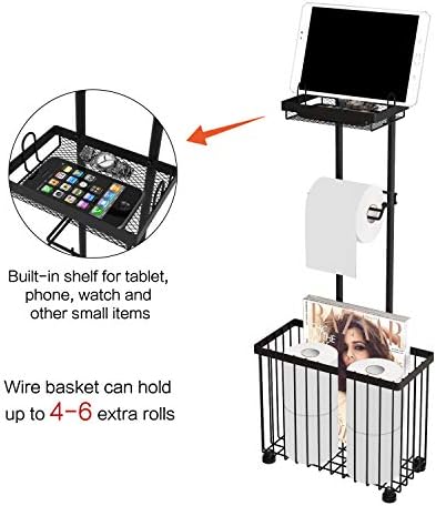 Moveable Freestanding Toilet Paper Holder Dispenser for Bathroom Storage