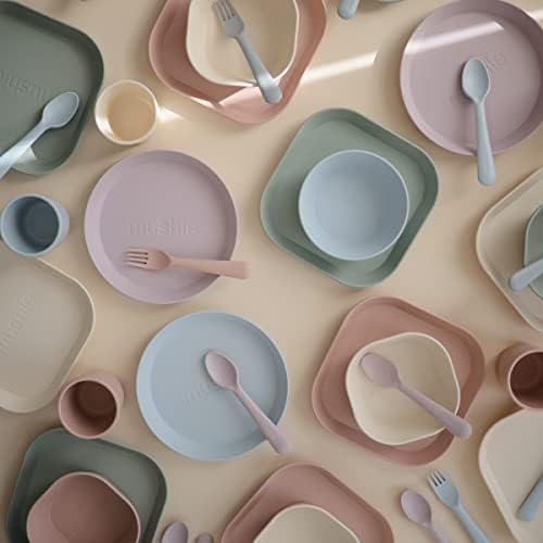 Mushie Flatware Fork and Spoon Set for Kids - Powder Blue