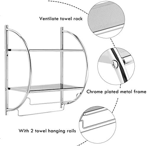 Tangkula Wall Mount 2-Tier Chrome Shelf Rustproof Modern Design