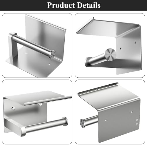Rustproof Stainless Steel Toilet Paper Holder with Phone Shelf