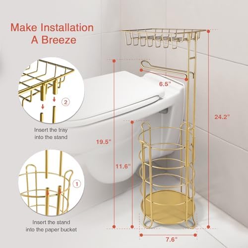 GoldSturdy Toilet Paper Holder with Phone Wipes Bathroom Storage