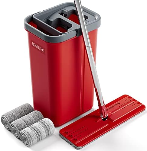 Bosheng Flat Mop and Bucket with Wringer Set