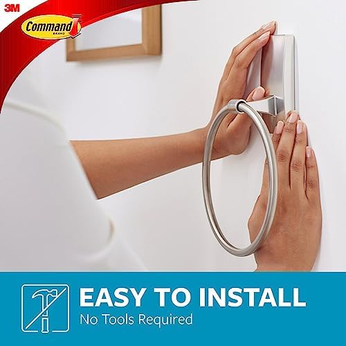 Command Hand Towel Holder Satin Nickel 5 lbs Capacity Rust-Resistant Organizer