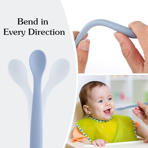 6PCS Silicone Baby Feeding Spoons Soft Bendable Safe for Babies
