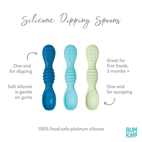 Bumkins Baby Utensils Set 3pk Blue Green