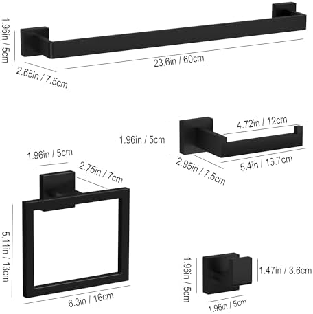 10-Piece Stainless Steel Bathroom Accessories Set Black Towel Bars More