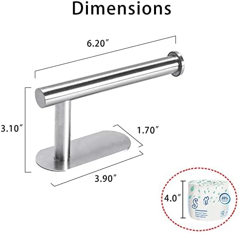 Sturdy 3M Toilet Paper Holder No Drilling Stainless Steel Brushed Nickel