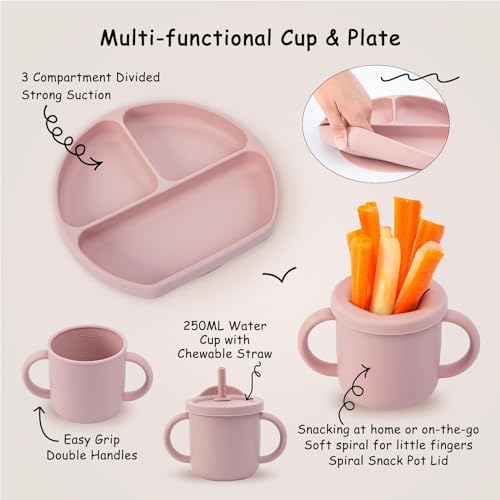 13PCS Silicone Baby Self Feeding Set with Suction Bowl and Plate
